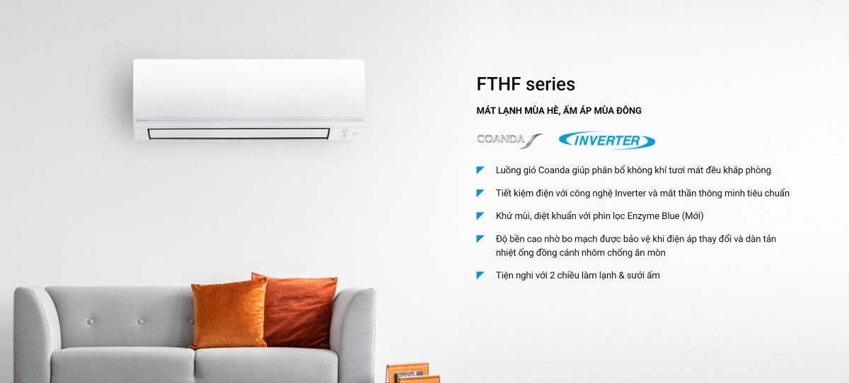 Điều hòa nhiệt độ 2 chiều Daikin Inverter 9000BTU FTHF25VAVMV/RHF25VAVMV