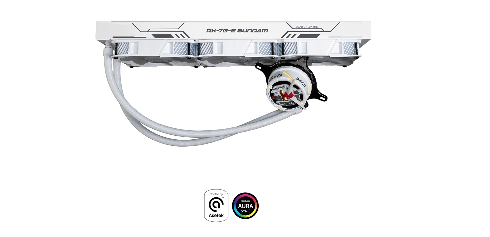 Tản nhiệt nước ASUS ROG STRIX LC 360 RGB GUNDAM với thiết kế nổi bật cùng màu trắng phong cách