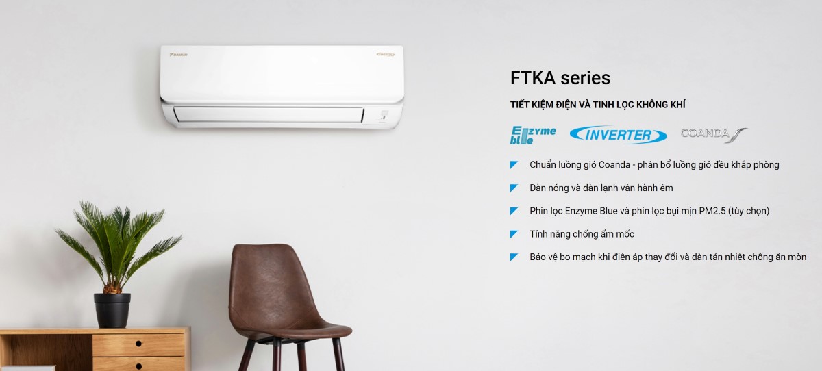 Điều hòa nhiệt độ 1 chiều Daikin Inverter 12000BTU FTKA35VAVMV/RKA35VAVMV