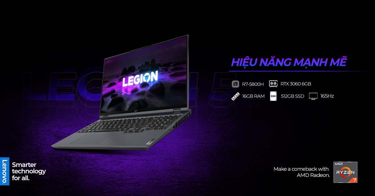 Laptop Lenovo Legion 5 Pro được trang bị chip và card đồ họa thế hệ mới nhất