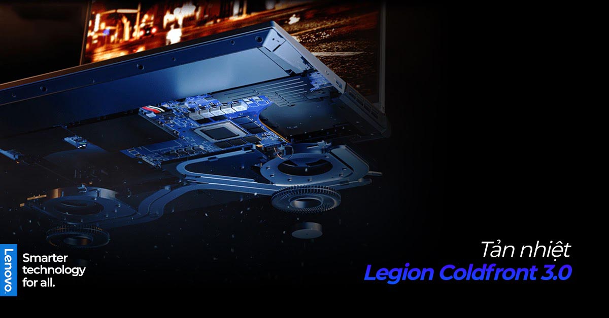 Laptop Lenovo Legion 5 Pro có hệ thống tản nhiệt Legion Coldfront 3.0 hiện đại