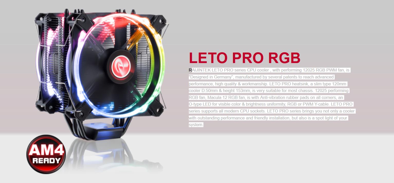 Giới thiệu Tản nhiệt khí Raijintek LETO PRO RGB (DUAL RGB FAN)