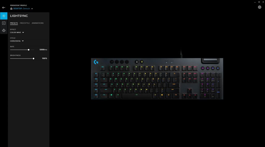 Bàn phím cơ Logitech G813 Lightsync RGB Mechanical Romer G Tactile Gaming Keyboard Black có đầy đủ các phím chức năng