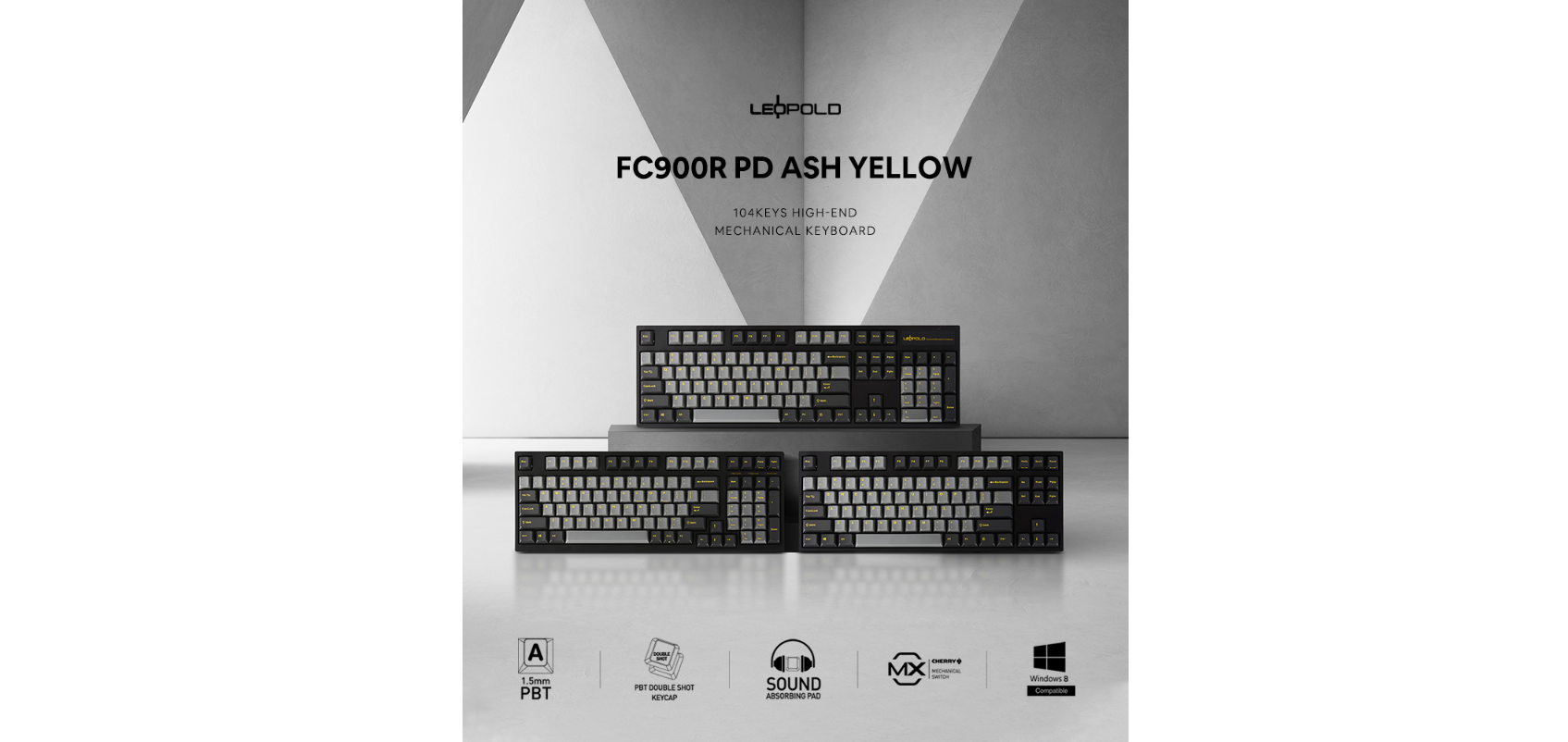 Bàn phím cơ Leopold FC900R PD Dark Gray / Yellow Font PBT Doubleshot Cherry Blue switch