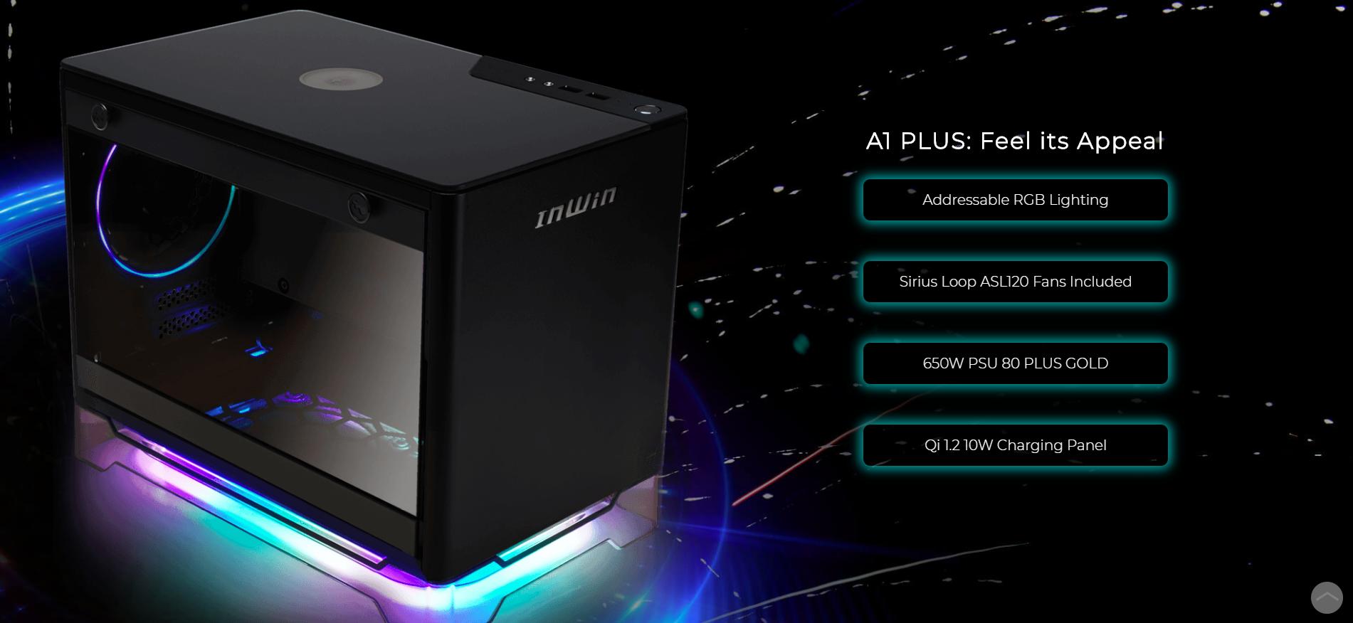 InWin A1 Plus Black QI Charger - Full Side Tempered Glass Mini ITX tính năng nổi bật