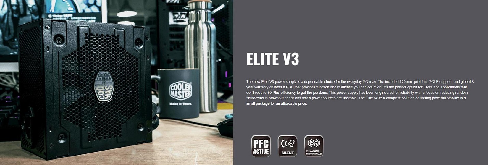 Giới thiệu Nguồn máy tính Cooler Master Elite V3 230V PC400 400W Box (Màu Đen)