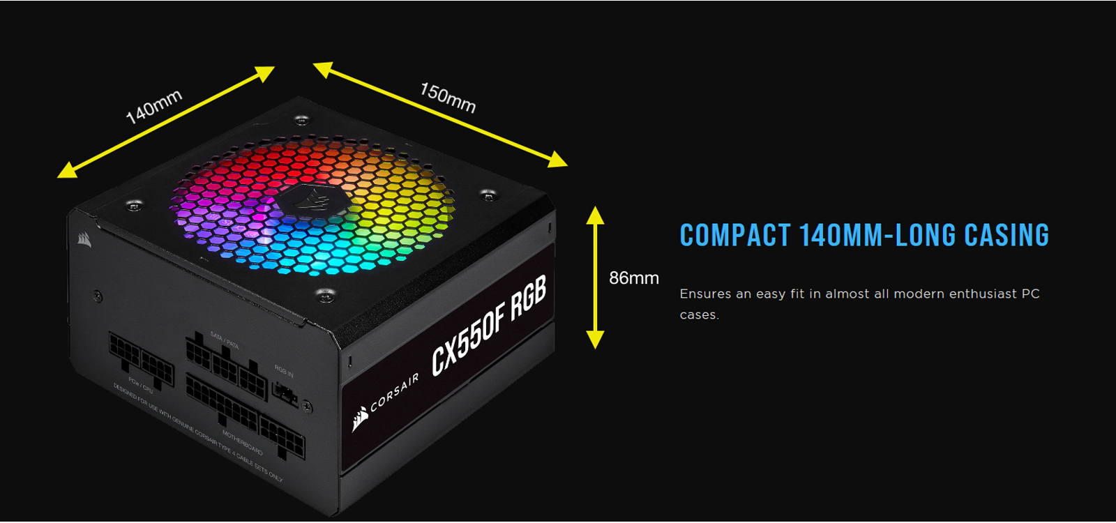 Nguồn Corsair CX550F 550W RGB Black (80 Plus Bronze/Màu Đen/Led RGB/Full Modul) giới thiệu 7