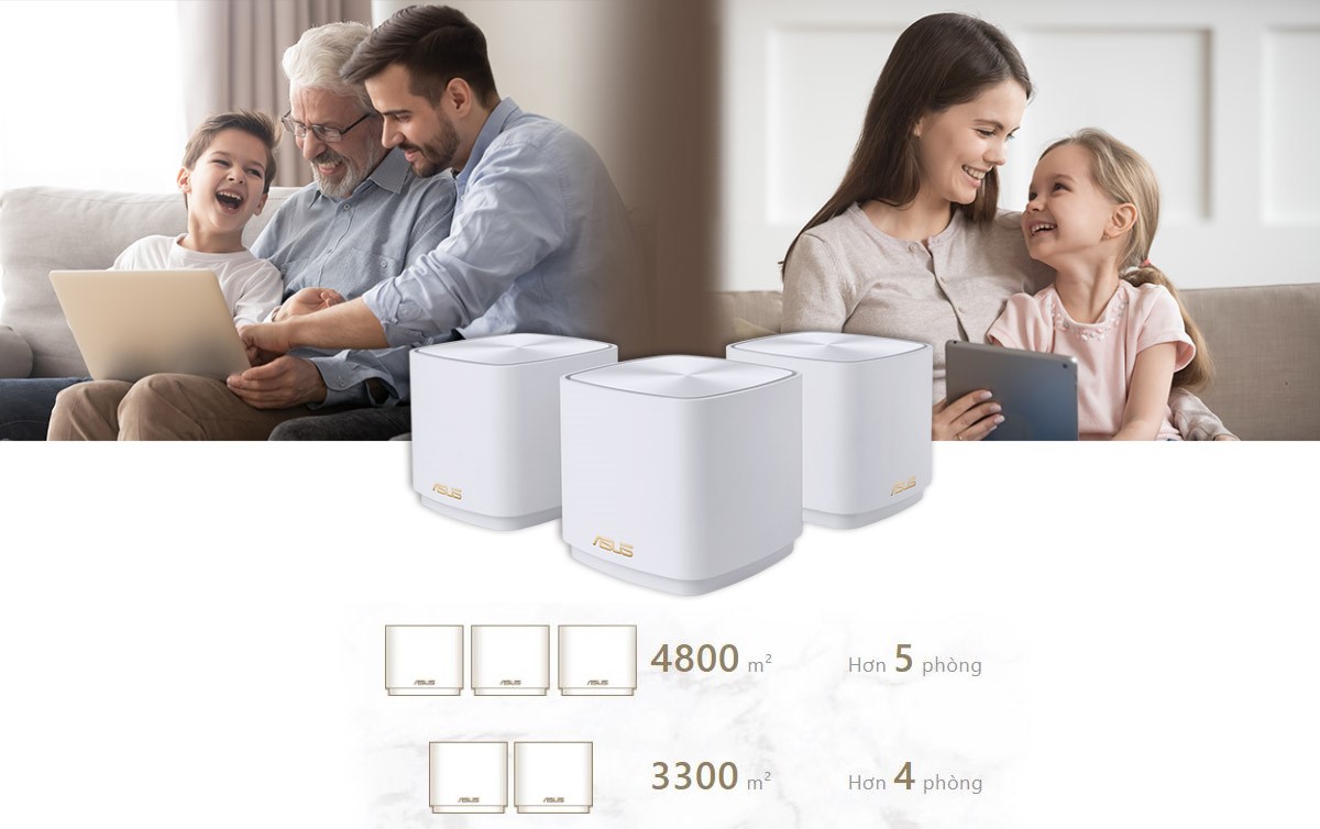 Bộ ph&aacute;t wifi ASUS XD4 (W-3-PK) Mesh wifi 6, Chuẩn AX1800 1