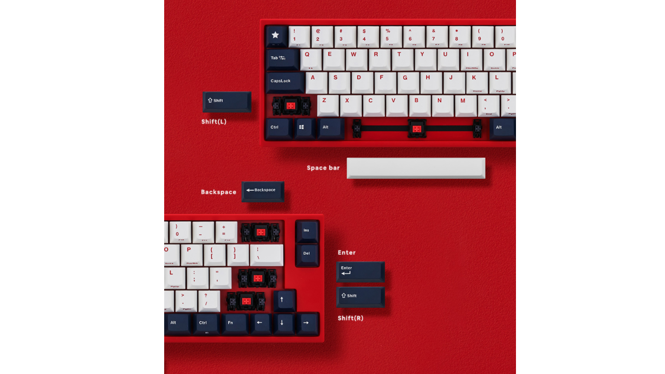 Bàn phím cơ Leopold FC660MPD Blue Star (USB/PBT Doubleshot/White Navy/Red case/Brown sw) sử dụng stab cherry chắc chắn