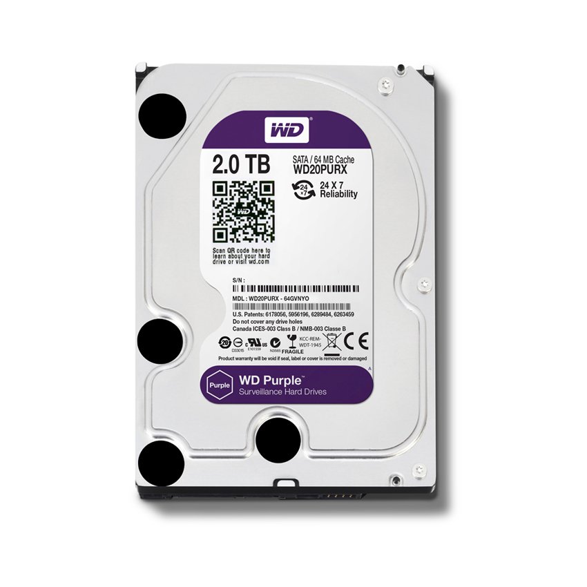 Ổ cứng HDD Western Purple 2TB 3.5 inch, 5400RPM, SATA3, 64MB Cache (WD20PURZ)