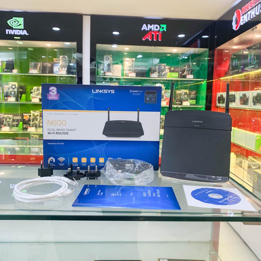 Router wifi Linksys EA2750 Wireless N600Mbps DUAL -BAND (HÀNG THANH LÝ - Mới 98%)