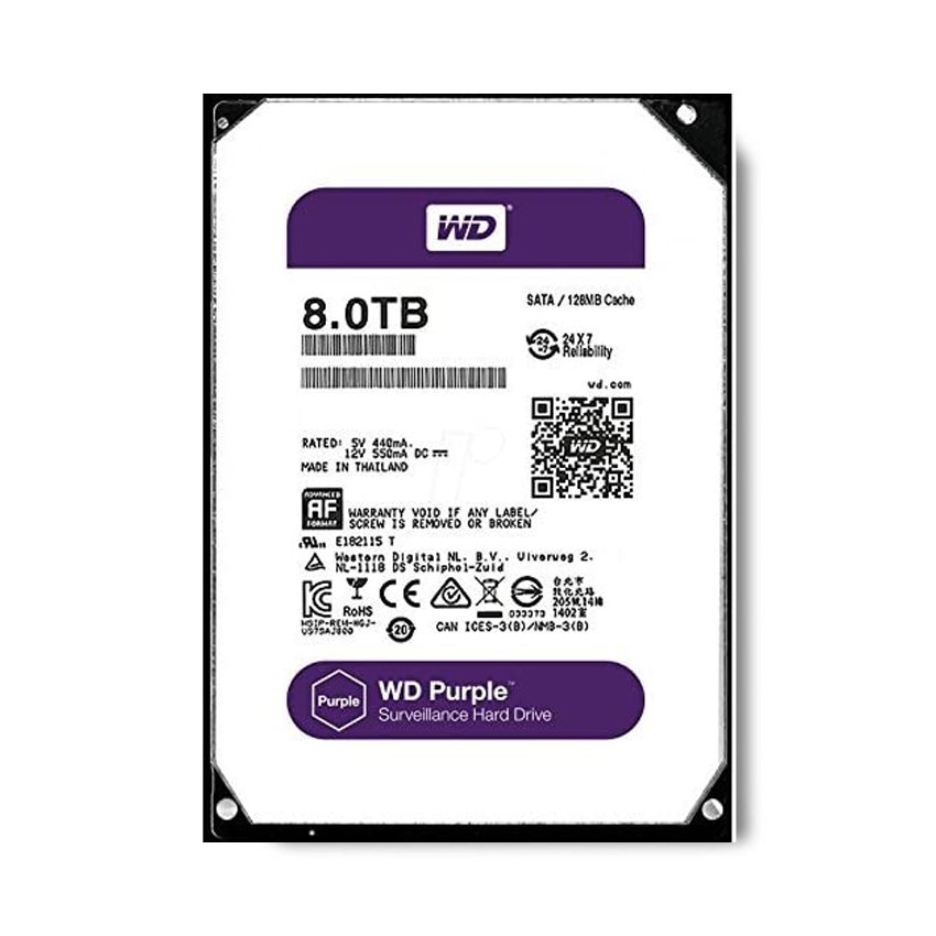 Ổ cứng HDD Western Purple 8TB 3.5 inch, 7200RPM, SATA3, 256Mb Cache (WD82PURZ)