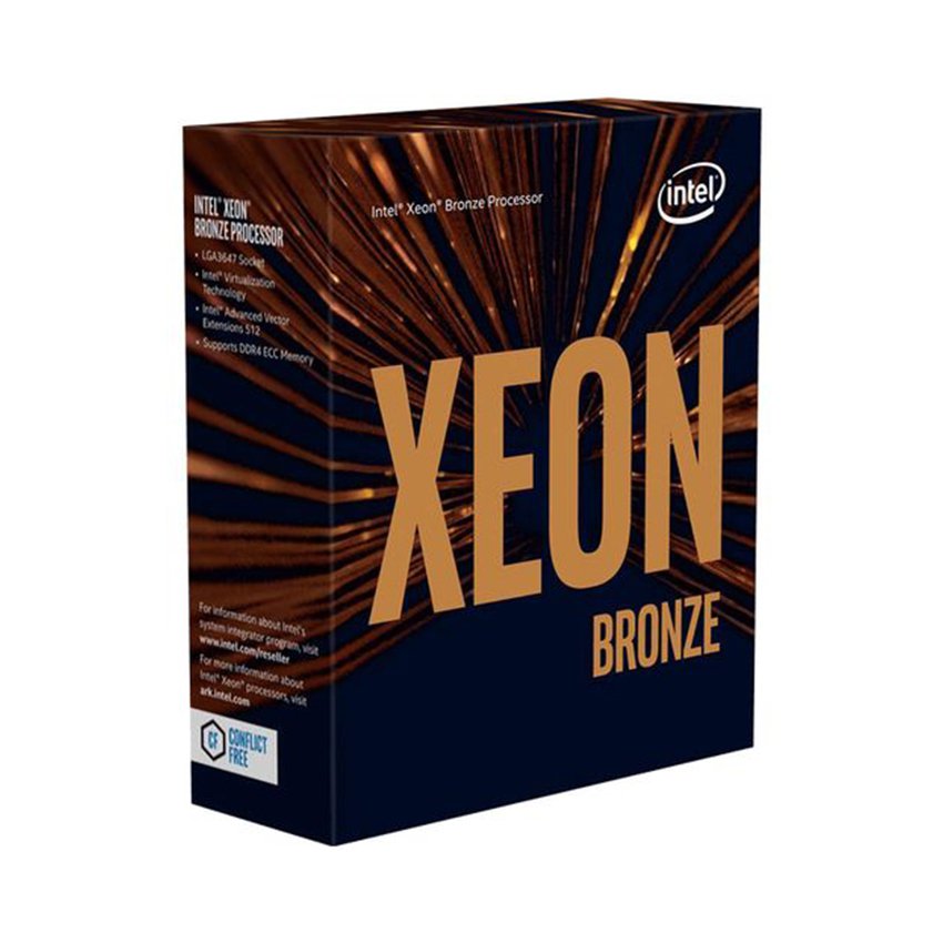 CPU Intel Xeon Bronze 3104 (1.7GHz, 6 nhân, 6 luồng, 8.25MB Cache, 85W) - Socket Intel LGA 3647