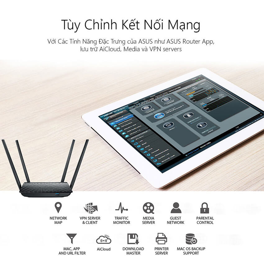 Router wifi ASUS RT-AC1300UHP Wireless AC1300 - Xuyên tường