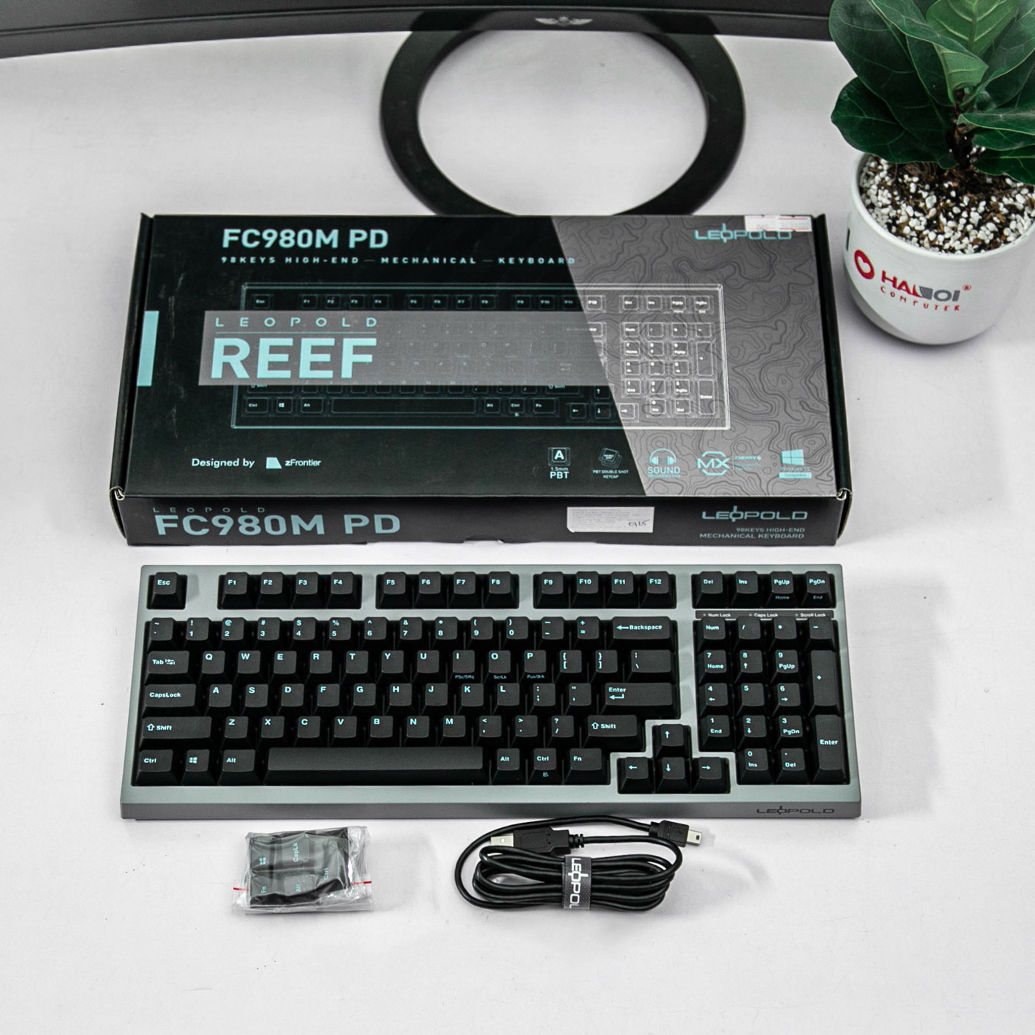 Bàn phím cơ Leopold FC980M PD Grey PBT Doubleshot Brown switch Blue Font