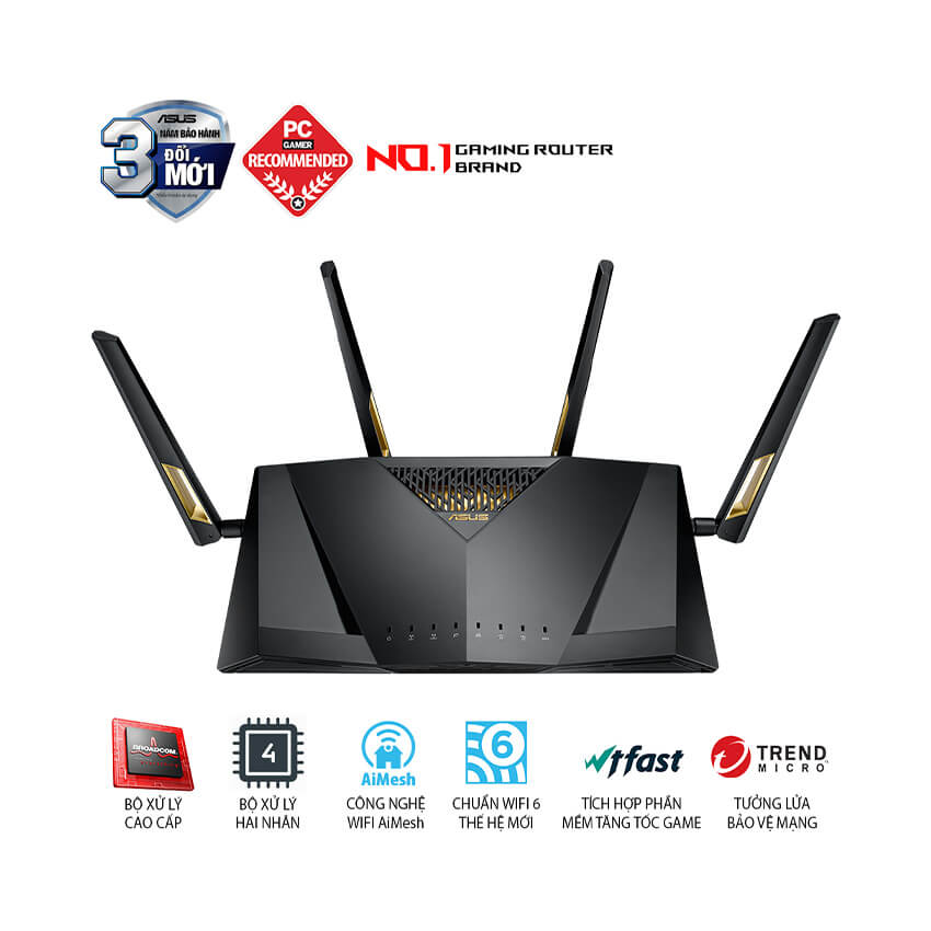 Router wifi ASUS RT-AX88U Chuẩn AX6000 - Wifi 6