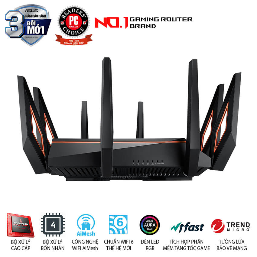 Router wifi ASUS GT-AX11000 Chuẩn AX11000 - Wifi 6