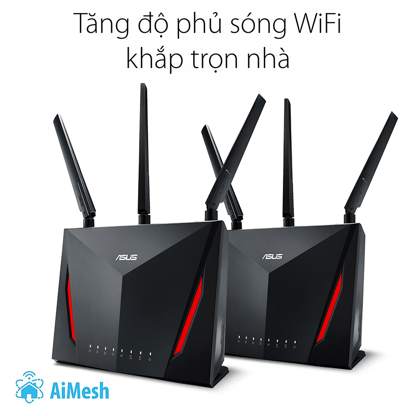 Bộ Mesh wifi ASUS RT-AC86U (2-Pack) AC2900, Gaming Router wifi , MU-MIMO, AIMESH