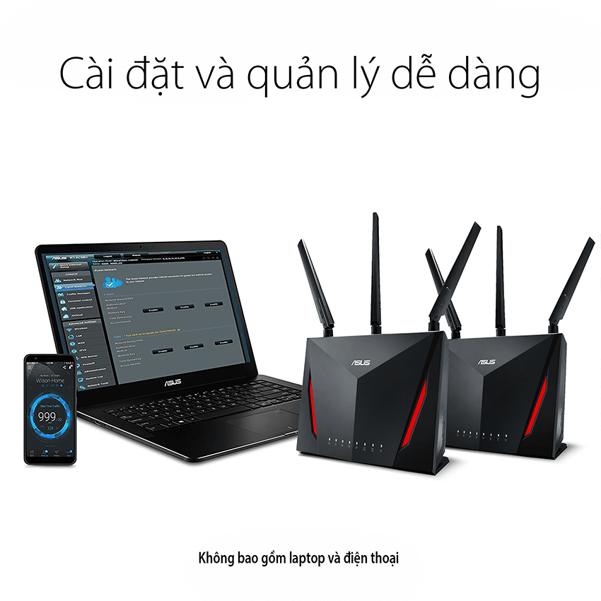 Bộ Mesh wifi ASUS RT-AC86U (2-Pack) AC2900, Gaming Router wifi , MU-MIMO, AIMESH