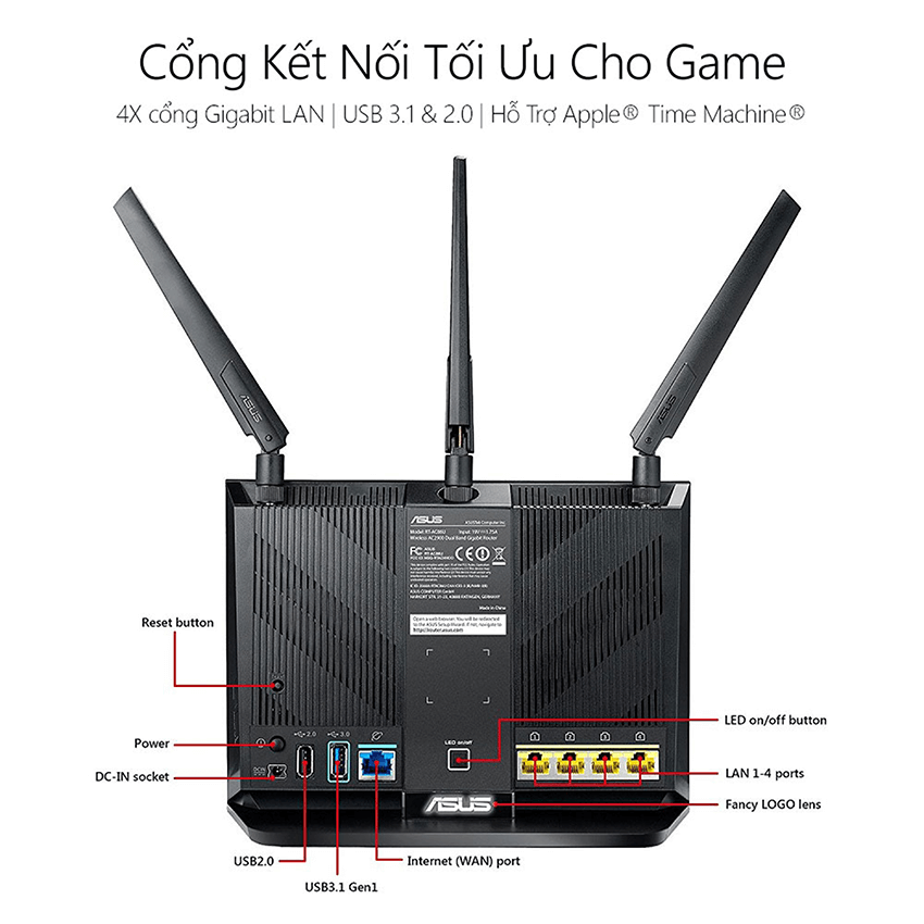 Bộ Mesh wifi ASUS RT-AC86U (2-Pack) AC2900, Gaming Router wifi , MU-MIMO, AIMESH