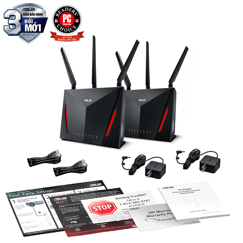 Bộ Mesh wifi ASUS RT-AC86U (2-Pack) AC2900, Gaming Router wifi , MU-MIMO, AIMESH