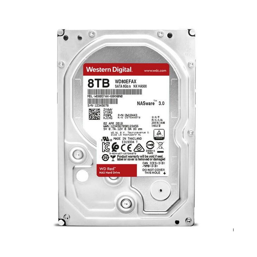 Ổ cứng HDD WD 8TB Red 3.5 inch, 5400RPM, SATA3, 256MB Cache (WD80EFAX)
