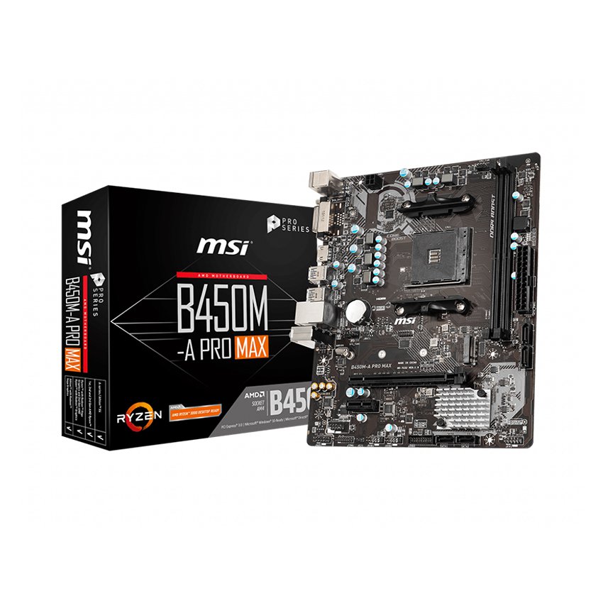 Mainboard MSI B450M-A PRO MAX (AMD B450, Socket AM4, m-ATX, 2 khe RAM DDR4)