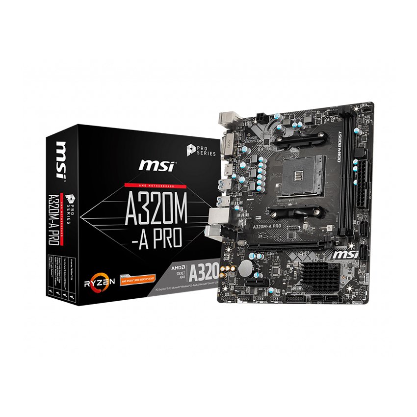 Mainboard MSI A320M-A PRO (AMD A320, Socket AM4, m-ATX, 2 khe RAM DDR4)