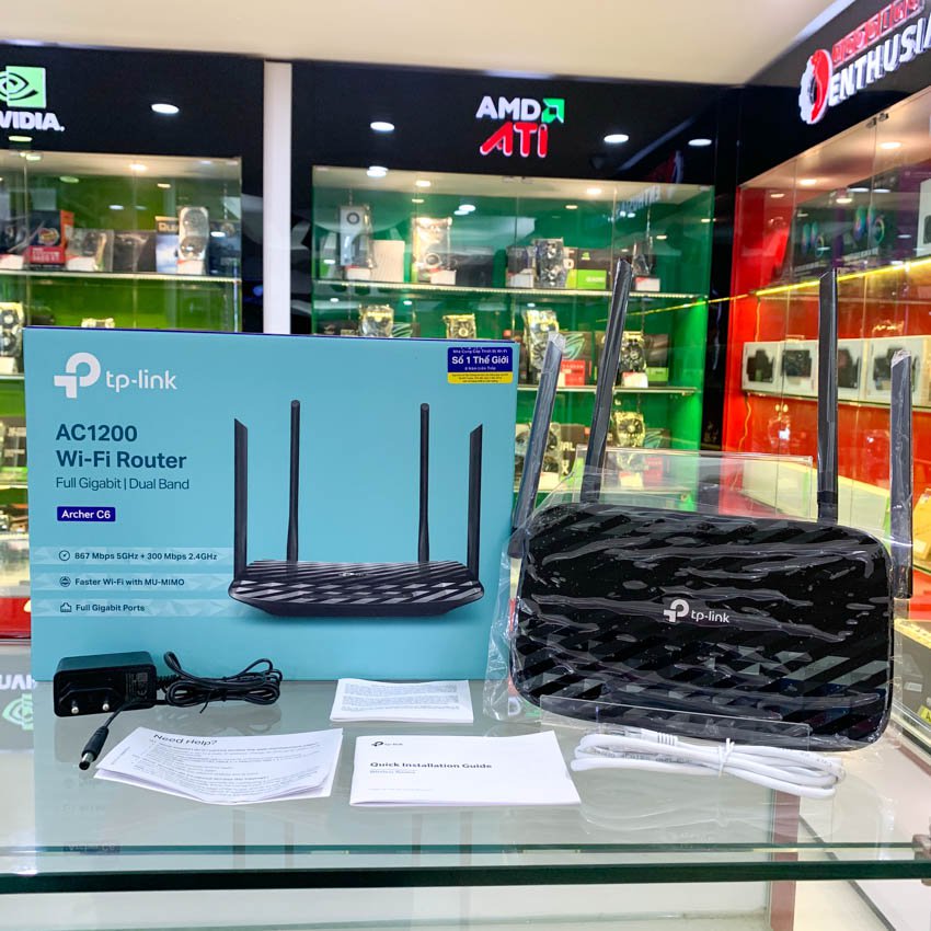 Bộ phát wifi TP-Link Archer C6 Wireless AC1200Mbps, Lan Gigabit, MU-MIMO