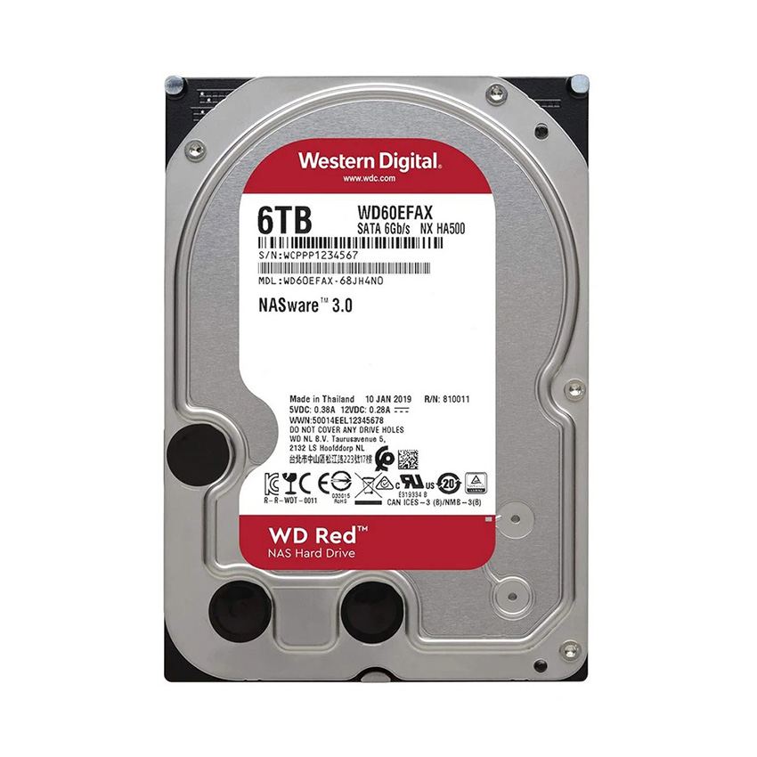 Ổ cứng HDD WD 6TB Red 3.5 inch, 5400RPM,SATA3, 256MB Cache (WD60EFAX)