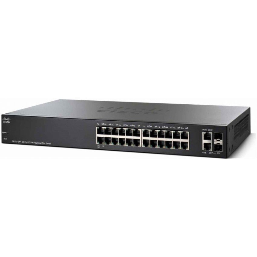 Switch Cisco SF220-24P-K9-EU 24 10/100 PoE+ ports with 180 W power budget + 2 Gigabit RJ45/SFP combo port