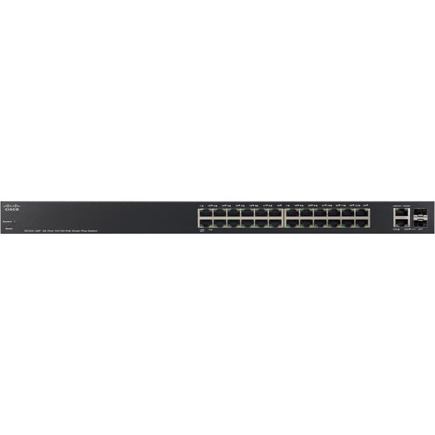 Switch Cisco SF220-24P-K9-EU 24 10/100 PoE+ ports with 180 W power budget + 2 Gigabit RJ45/SFP combo port