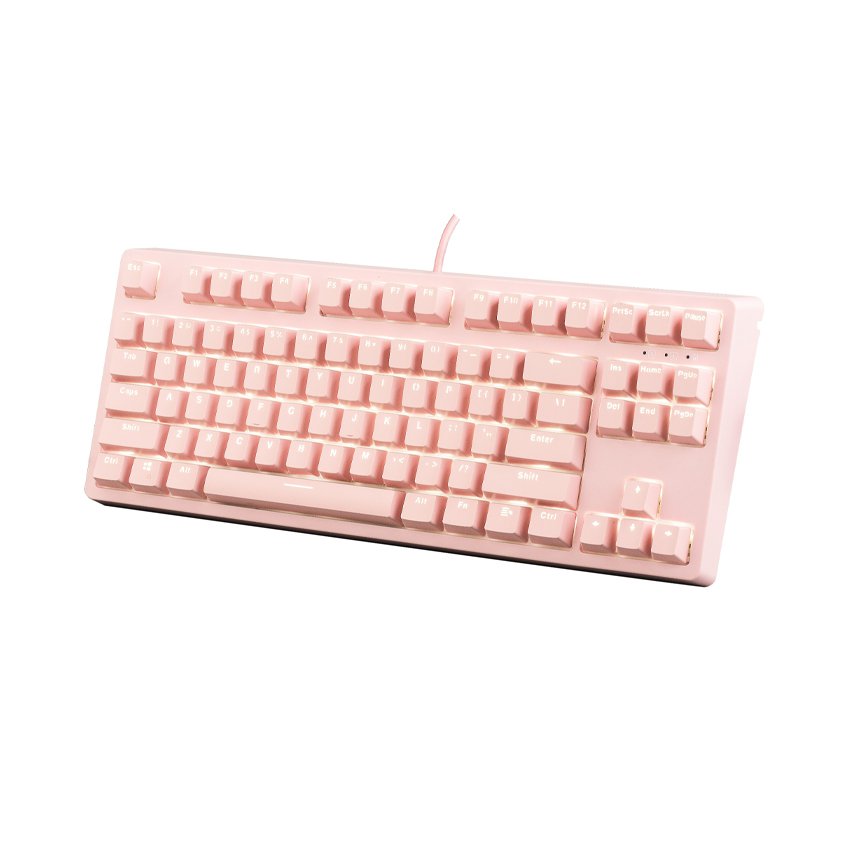 Bàn phím cơ E-Dra EK387 pink Outemu Blue sw White Led USB