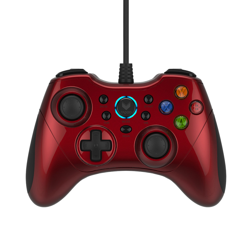 Tay cầm chơi game có dây Rapoo V600 màu đỏ