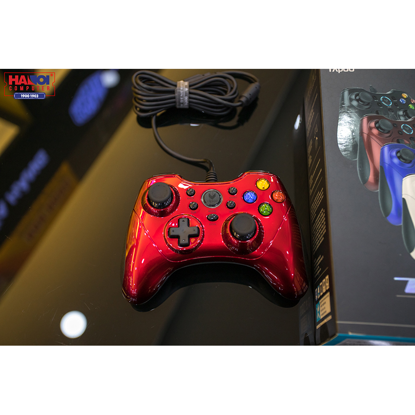 Tay cầm chơi game có dây Rapoo V600 màu đỏ