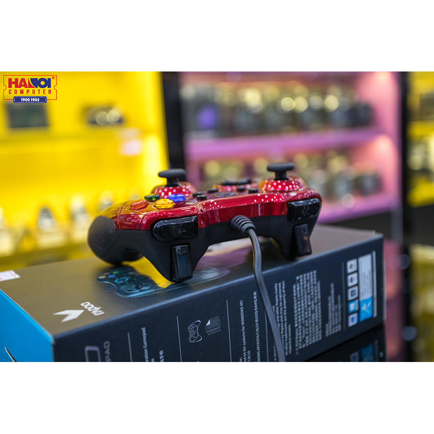 Tay cầm chơi game có dây Rapoo V600 màu đỏ