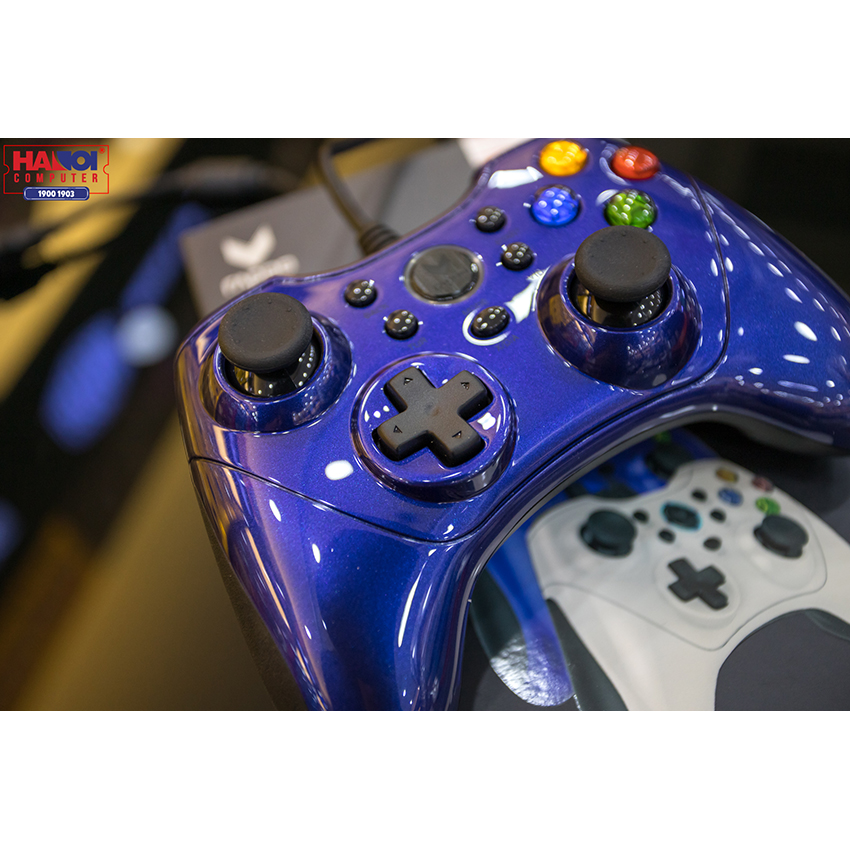 Tay cầm chơi game có dây Rapoo V600 màu xanh