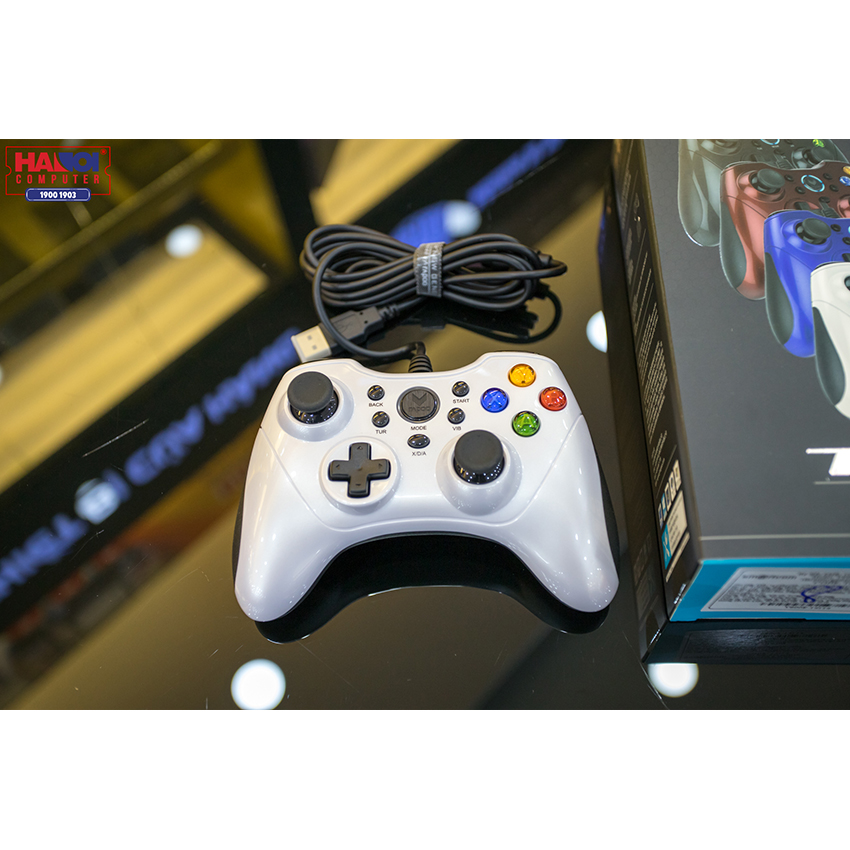 Tay cầm chơi game có dây Rapoo V600 màu trắng
