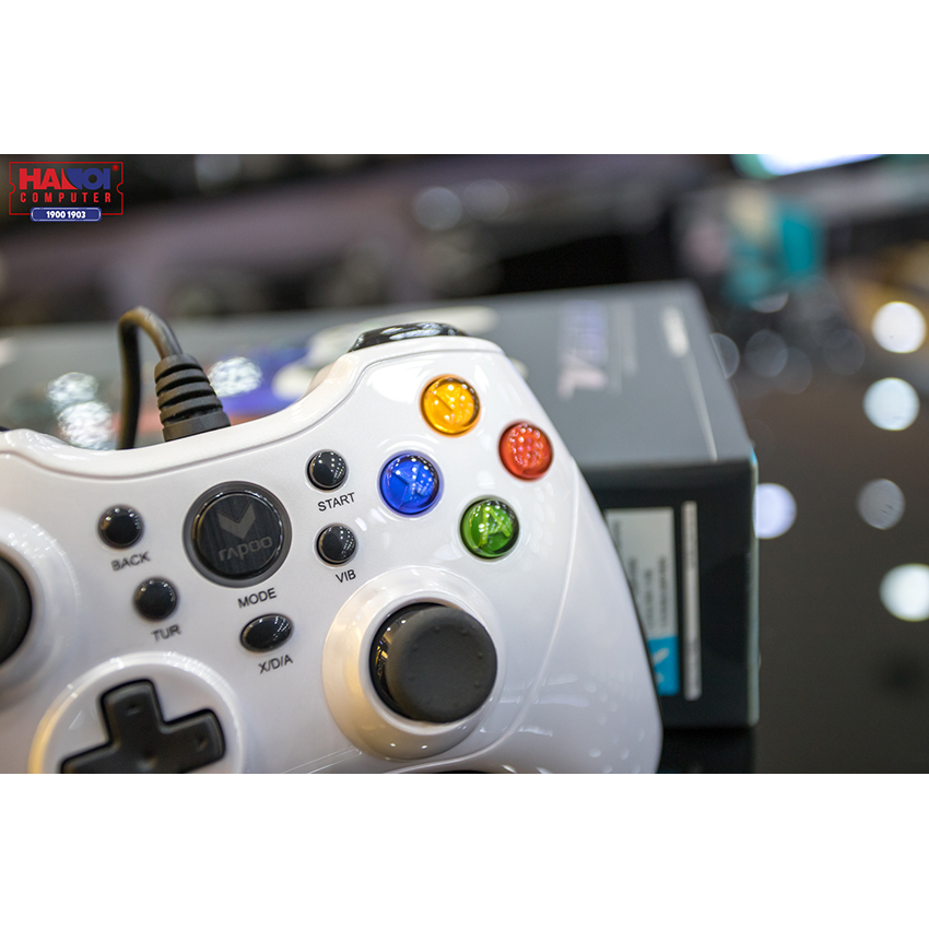 Tay cầm chơi game có dây Rapoo V600 màu trắng