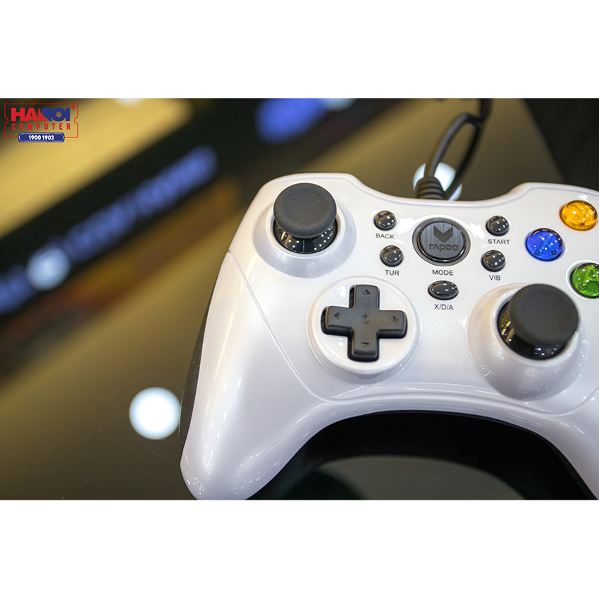 Tay cầm chơi game có dây Rapoo V600 màu trắng