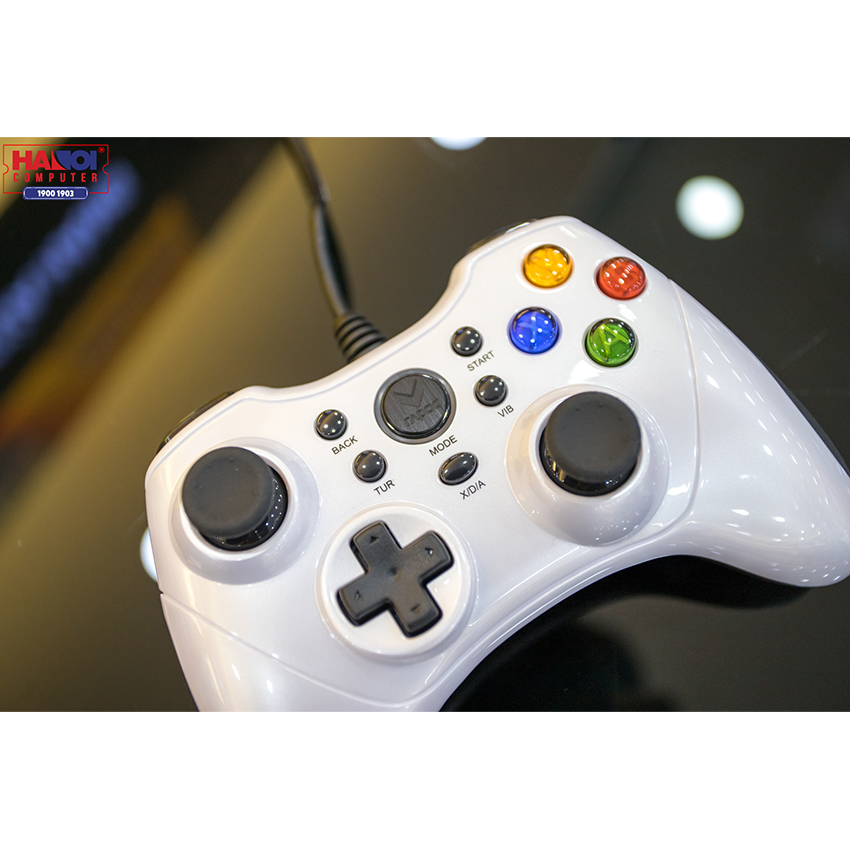 Tay cầm chơi game có dây Rapoo V600 màu trắng