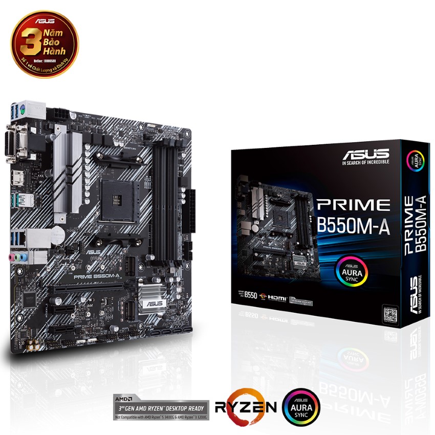 Mainboard ASUS PRIME B550M-A (WI-FI) (AMD B550, Socket AM4,m- ATX, 4 khe RAM DRR4)