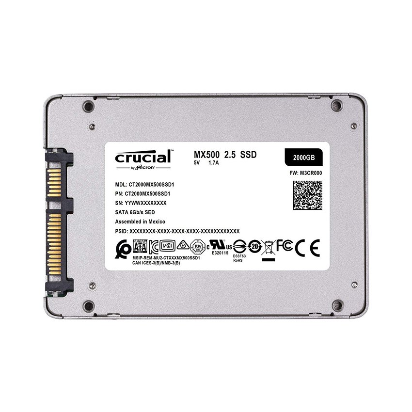 Ổ cứng SSD Crucial MX500 2TB 2.5 inch SATA3 (Đọc 560MB/s - Ghi 510MB/s) - (CT2000MX500SSD1)