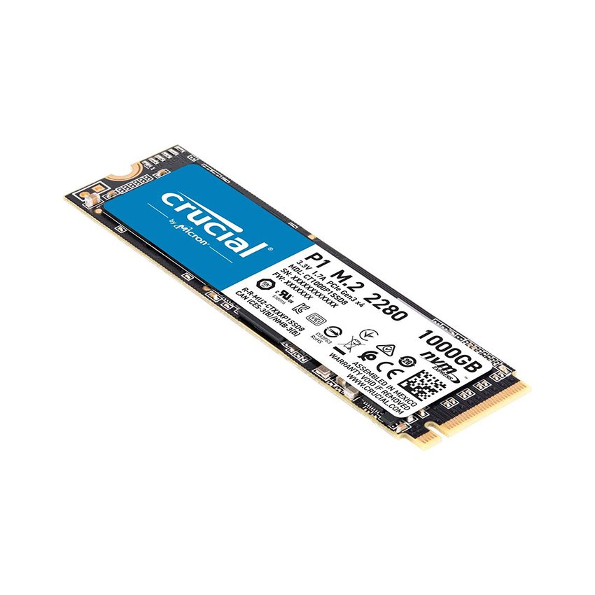 Ổ cứng SSD Crucial P1 1TB NVMe M.2 2280 PCIe Gen 3x4 (Đọc 2000MB/s - Ghi 1700MB/s) - (CT1000P1SSD8)