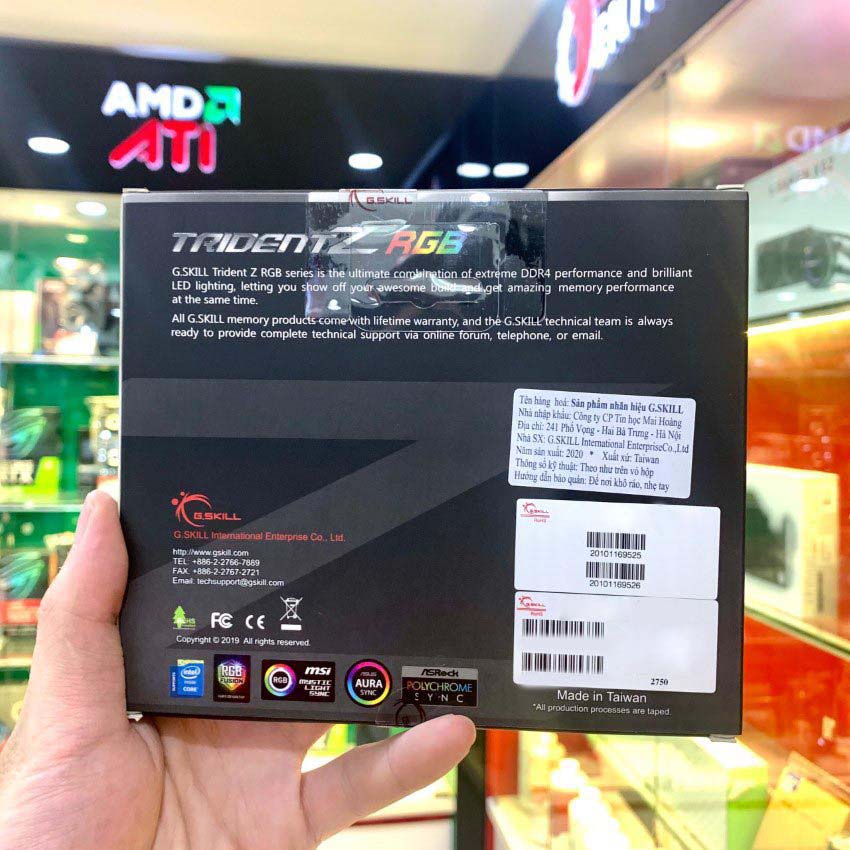 RAM Desktop Gskill Trident Z RGB (F4-3200C16D-32GTZR) 32GB (2x16GB) DDR4 3200MHz