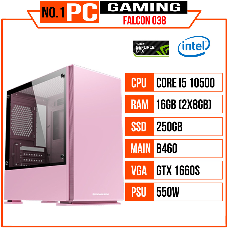 PC GAMING FALCON 038 (I5 10500/B460/16GB RAM/250GB SSD/GTX 1660 Super/550W/Tản CR-1000GT/RGB