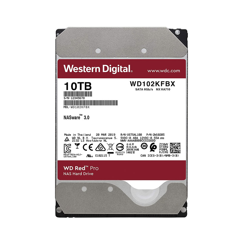 Ổ cứng HDD WD 10TB Red Pro 3.5 inch, 7200RPM, SATA3, 256MB Cache (WD102KFBX)