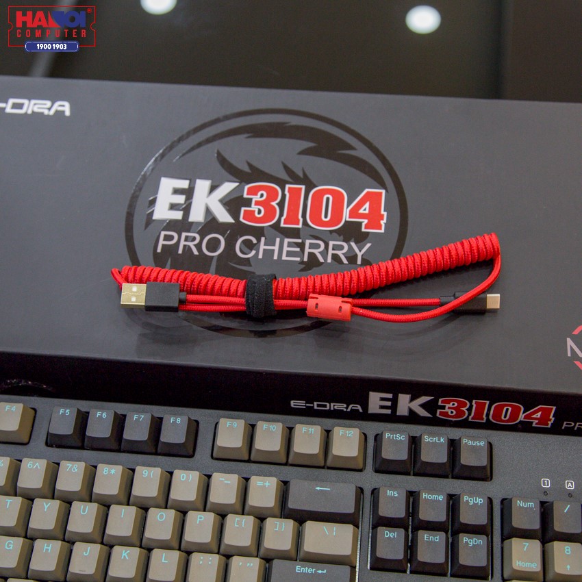 Bàn phím cơ E-Dra EK3104 Pro (Cherry Red switch/PBT/USB/Đen)