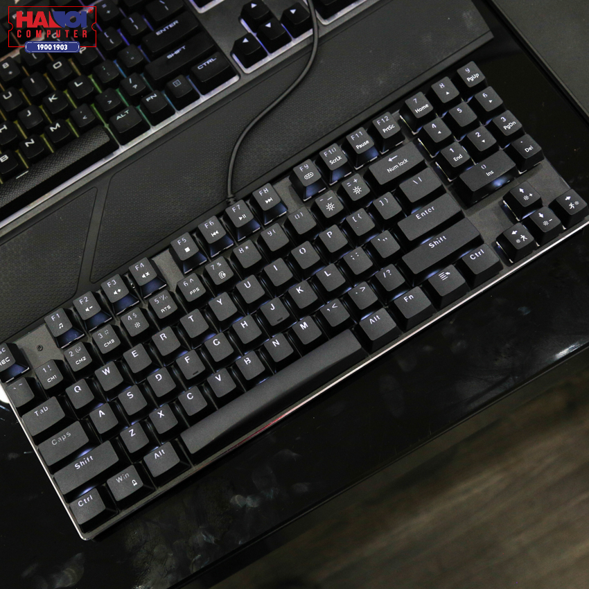 Bàn phím cơ E-Dra EK389 (Outemu Brown switch/ABS/USB/Led trắng/Đen)