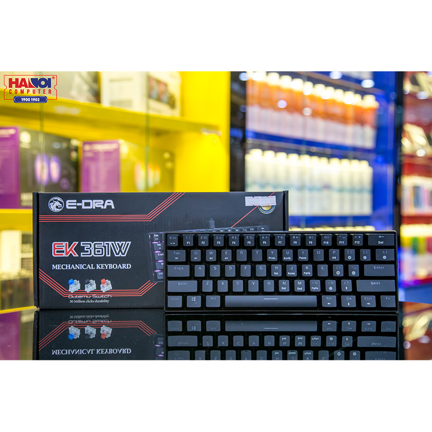 Bàn phím cơ E-Dra EK361W Black (Outemu Blue switch/ABS/USB/Led RGB/Đen)